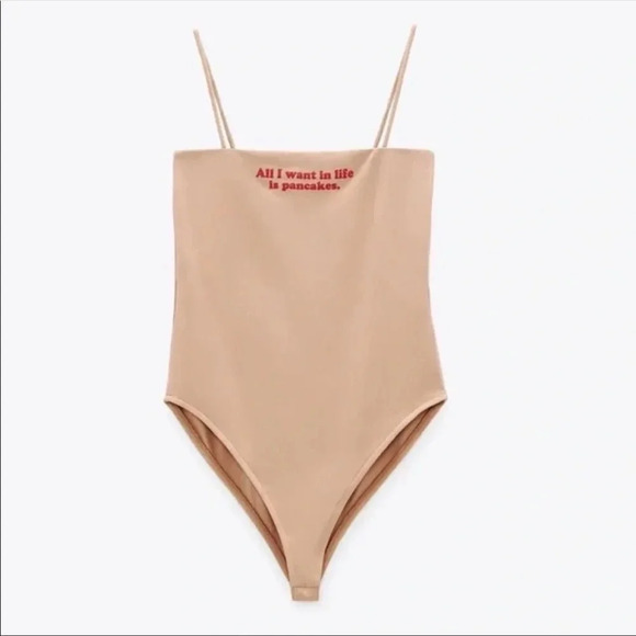NWT ZARA NUDE ALL I WANT IS PANCAKES BODYSUIT - Picture 1 of 5